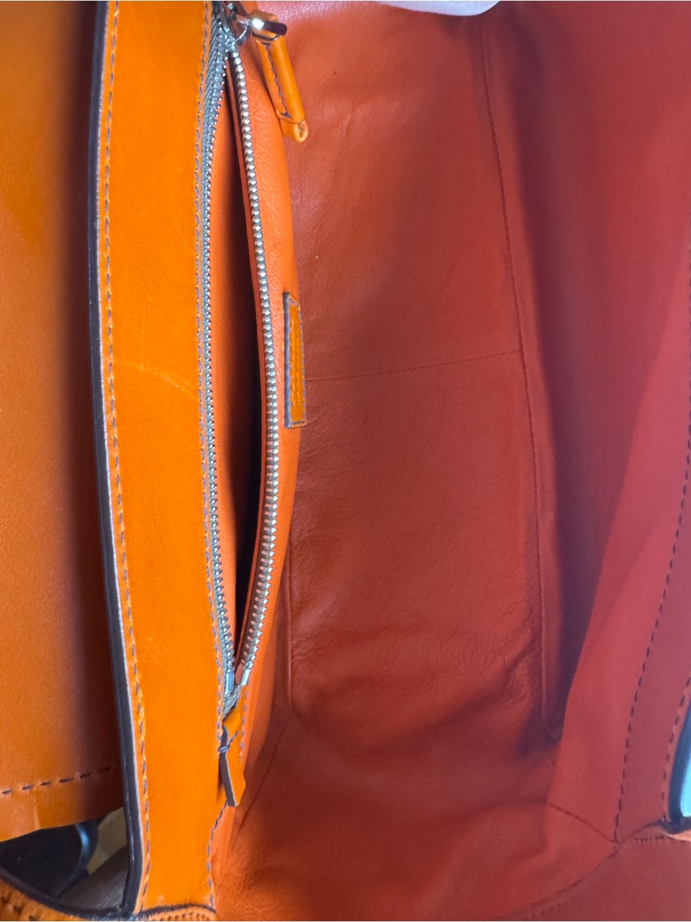 Prada Orange Leather Shoulder Bag with Brown Trim - Picture 5 of 16